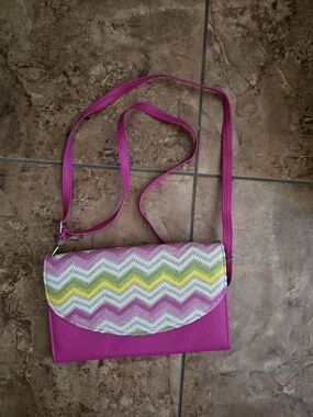 Pink Chevron Crossbody Purse